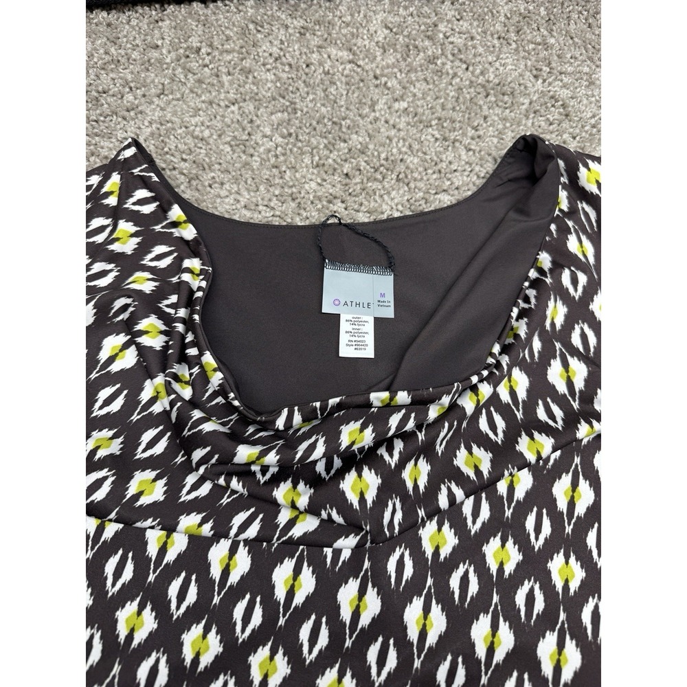 Athleta Womens Sleeveless Medium Reversible Cowl Neck Dress Brown‎ Yellow - Picture 3 of 3
